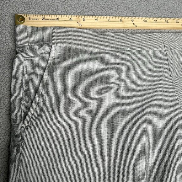 Eileen Fisher Pants PL Linen Organic Cotton Blend Taupe Micro Stripe Beachy Crop - Picture 6 of 11